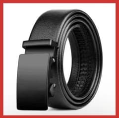 メンズ ベルト ブラック レザー オートロック シンプル 高品質 メタルバックルのサムネイル