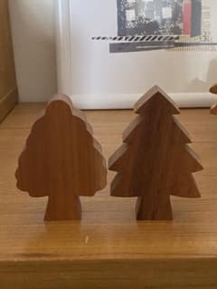 木製クリスマスツリーオブジェ 2個セットのサムネイル