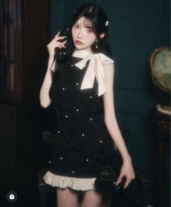 BELEAR MIMI ベリアミミ ツイードパールミニワンピース ブラック