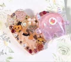 レジン ヘアゴム ハンドメイド デコ 猫 ハロウィン おばけ ハート型