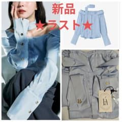 新品 ポローラ ボウタイmany wayオフショルサテンブラウス