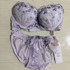 Elegante 薄紫 花柄 ブラジャーショーツセット E70のサムネイル