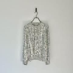 ビンテージ 花柄ブラウス 総柄 モノトーン フォーマル セレモニー L 入園入学