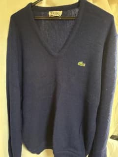 90's LACOSTEVネックニット セーター ネイビーのサムネイル