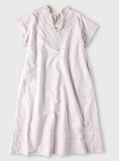 美品】 45R 綿麻シャンブレーのカットワークドレス - メルカリ