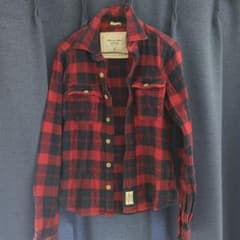 Abercrombie & Fitch 赤黒チェックネルシャツ Sのサムネイル