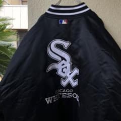90s ホワイトソックス ブルゾン 黒 バックロゴ 2XL - メルカリ