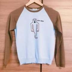miumiu ミュウミュウ バイカラー ラグラン ウールニットセーター ゴーストのサムネイル