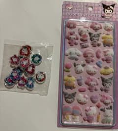 サンリオ　コットン　立体シール キティ　公式おはじきシール　2点セットのサムネイル