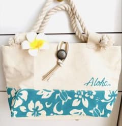 Aloha トートバッグ ロープハンドル ハワイアン柄のサムネイル