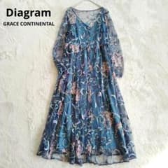 【グレースコンチネンタル】フラワー チュール 刺繍 ガウン ワンピース ロング