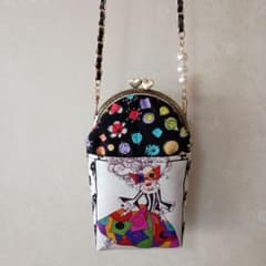 ロラライハリス 携帯スマホポーチ 小物バッグ がま口ポーチ