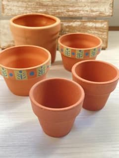 ☆ 植木鉢 5点セット テラコッタ ガーデニング雑貨　ハンドメイド素材　園芸用品