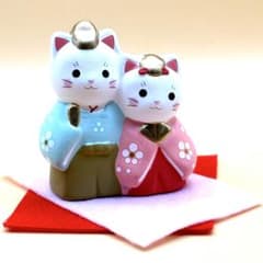 招き猫 ひな飾り 雛人形 陶器 縁起物 かわいい 猫 玄関飾り 美品