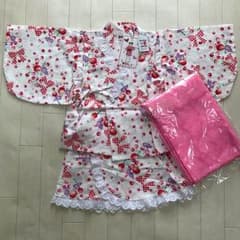 新品！ 90センチ☆兵児帯付き浴衣 綿100%のサムネイル