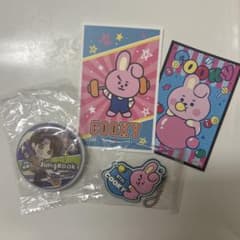【BTSジョングク・COOKY】 缶バッチ&ラバーキーホルダー&ステッカー2枚のサムネイル