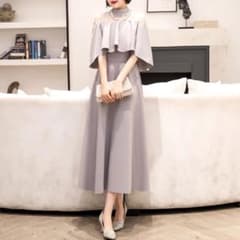 グレー ケープスタイル フレアドレスのサムネイル