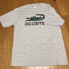 おもしろロゴTシャツ！OCOSITE ワニ プリントTシャツ グレーX X Lのサムネイル