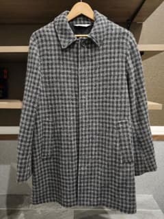 ASPESI_アスペジ ハリスツイード オールウールチェックコート L〜XL