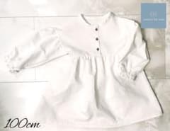 ハンドメイド ワンピース 子ども 100cm ホワイト リップル ワッシャールのサムネイル