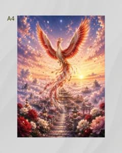 第十一境 鳳凰と朝日の天空神殿 牡丹咲く希望と飛躍 A4アートポスター 額なしのサムネイル