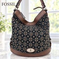 FOSSIL フォッシル ショルダーバッグ モノグラム 総柄 レザー Y2K