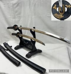 模造刀】二本差し 太刀 脇差 藤巻 鞘 風景 鍔 - メルカリ