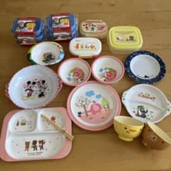 캐릭터 접시 세트 그릇 도시락 상자 미키 & 미니 스누피