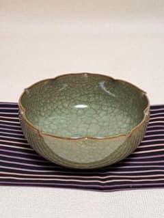 清水焼 古川利男窯 青磁 貫入 菓子鉢 盛り鉢 - メルカリ
