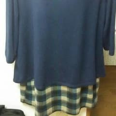 3Lサイズすそにチェックをあしらったチュニックのサムネイル