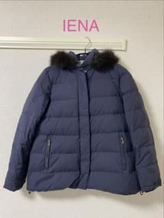 IENA ネイビー ファー付きダウンジャケット Mサイズ - メルカリ