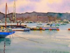 水彩画 港の風景 2023作 原画 F6サイズ 額装済み - メルカリ