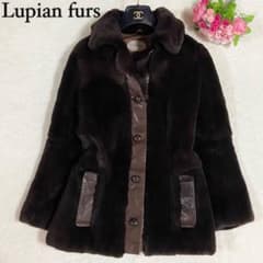 ルピアンファーズ　毛皮　コート　　ハーフコート　13 ルピアンファーズ 本毛皮 ラビットファー×レザー 切り替え コート L