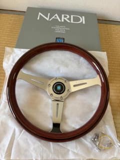 NARDI ステアリング シルバー/ ウッド調/黒色線 14インチ 約350mm