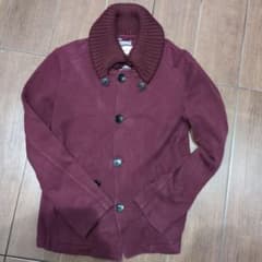 Denime バーガンディ ドンキージャケット　ボタン付きコート M - 5