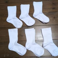 ホワイトリブ編みキッズ靴下6足セットのサムネイル