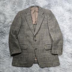 美品 ハリスツイード テーラードジャケット 希少カラー チェック L相当 