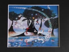 藤城清治、【生きるよろこび】、希少な額装用画集より、状態良好、新品