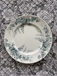 フランスアンティーククレイユモントローlinotteグリーン平皿B - メルカリ