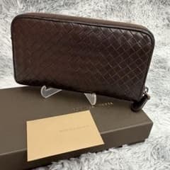 ボッテガヴェネタ 編み込み レザー 長財布 ラウンドジップ ファスナー