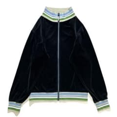 90s HIC ベロア トラックジャケット M 黒 グレー 水色 緑 白 adidas originals ベロア（コート・ジャケット｜メンズ