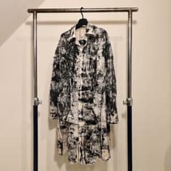 【1点物】再構築 ドッキングリメイクシャツ アクリルペイント コーヒー染めのサムネイル