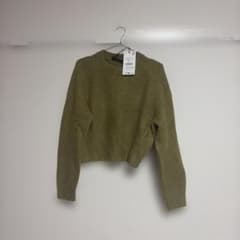 ZARA クロップド丈 ニットセーター カーキのサムネイル