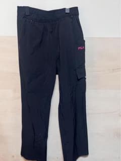 FILA フィラ カーゴパンツ M ブラック ピンクロゴ イージーパンツ