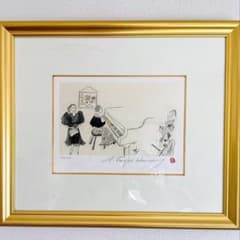 美品　フジコ・ヘミング銅版画「ドイツの学生コンサート」直筆サイン 印95/120 美品 フジコ・ヘミング銅版画「ドイツの学生コンサート」直筆サイン 印