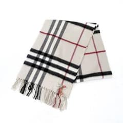 未使用近】BURBERRY メガチェックマフラー カシミヤ100% クリーム
