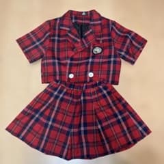 ダンス衣装☆セットアップ 赤 チェック150 160 キッズ へそ出しのサムネイル