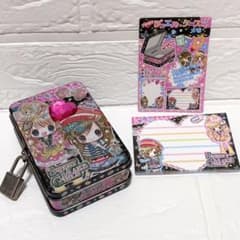 希少 平成レトロ 平成女児 メモ帳 鍵付き缶ケース 女の子 当時物