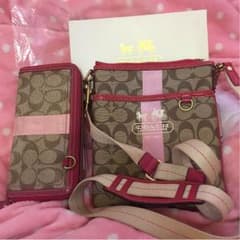 COACH ヘリテージ ショルダーポーチ＆サイフ ピンクのサムネイル