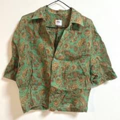 ザラ　ZARA ペイズリー柄シャツ 個性的　グリーン S 総柄　春夏　おしゃれ